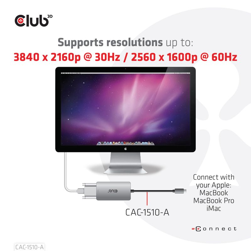 CLUB3D-CAC-1510-A-cavo-e-adattatore-video-025-m-USB-tipo-C-DVI-Grigio