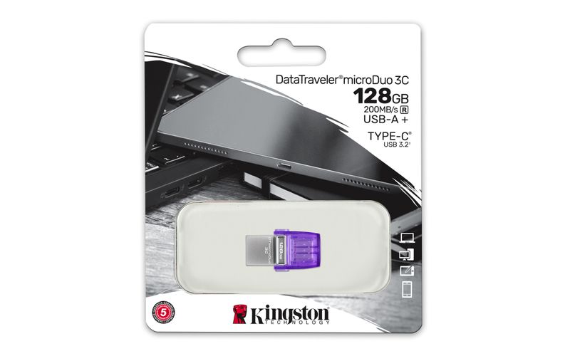 Kingston-Technology-DataTraveler-MicroDuo-3C-Chiavetta-USB-128Gb-Acciaio-Inossidabile-Porpora