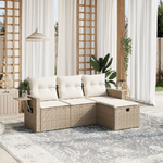 VidaXL Set Divano da Giardino 4 pz con Cuscini Beige in Polyrattan