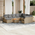 VidaXL Set Divano da Giardino 11 pz con Cuscini Beige Misto Polyrattan