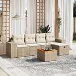 VidaXL Set Divano da Giardino 6 pz con Cuscini Beige in Polyrattan