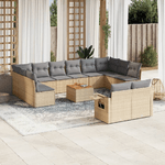 VidaXL Set Divano da Giardino 13 pz con Cuscini Beige Misto Polyrattan