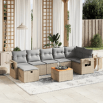 VidaXL Set Divano da Giardino 8 pz con Cuscini Beige Misto Polyrattan