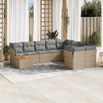 VidaXL Set Divano da Giardino 10 pz con Cuscini Beige Misto Polyrattan