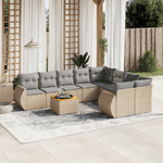 VidaXL Set Divano da Giardino 9 pz con Cuscini Beige in Polyrattan