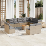 VidaXL Set Divano da Giardino 13 pz con Cuscini Beige Misto Polyrattan