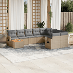 VidaXL Set Divano da Giardino 10 pz con Cuscini Beige Misto Polyrattan