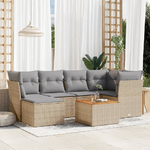 VidaXL Set Divano da Giardino 7 pz con Cuscini Beige Misto Polyrattan