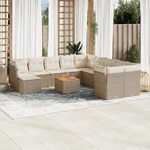 VidaXL Set Divani da Giardino 12 pz con Cuscini Beige in Polyrattan