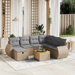 VidaXL Set Divano da Giardino 8 pz con Cuscini Beige Misto Polyrattan