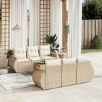 VidaXL Set Divani da Giardino 7 pz con Cuscini Beige in Polyrattan