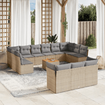 VidaXL Set Divano da Giardino 14 pz con Cuscini Beige Misto Polyrattan