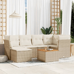 VidaXL Set Divani da Giardino 7 pz con Cuscini Beige in Polyrattan