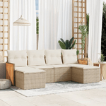 VidaXL Set Divano da Giardino 6 pz con Cuscini Beige in Polyrattan