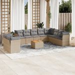 VidaXL Set Divano da Giardino 11 pz con Cuscini Beige Misto Polyrattan