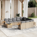 VidaXL Set Divani da Giardino 11 pz con Cuscini Beige in Polyrattan