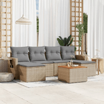 VidaXL Set Divano da Giardino 7 pz con Cuscini Beige Misto Polyrattan