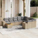 VidaXL Set Divano da Giardino 10 pz con Cuscini Beige in Polyrattan