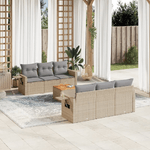 VidaXL Set Divano da Giardino 7 pz con Cuscini Beige Misto Polyrattan