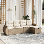 VidaXL Set Divano da Giardino 5 pz con Cuscini Beige in Polyrattan