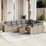 VidaXL Set Divano da Giardino 10 pz con Cuscini Beige in Polyrattan