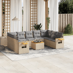 VidaXL Set Divano da Giardino 10 pz con Cuscini Beige in Polyrattan