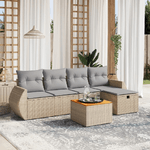 VidaXL Set Divano da Giardino 6 pz con Cuscini Beige Misto Polyrattan