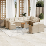 VidaXL Set Divano da Giardino 13 pz con Cuscini Beige in Polyrattan