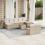 vidaXL Set Divano da Giardino 10 pz con Cuscini Beige in Polyrattan