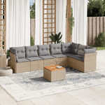 VidaXL Set Divano da Giardino 8 pz con Cuscini Beige Misto Polyrattan