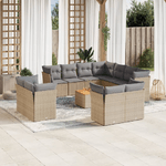 VidaXL Set Divano da Giardino 12 pz con Cuscini Beige Misto Polyrattan