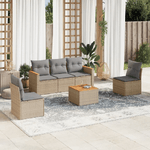 VidaXL Set Divano da Giardino 6 pz con Cuscini Beige Misto Polyrattan