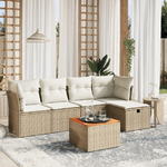 VidaXL Set Divano da Giardino 6 pz con Cuscini Beige in Polyrattan