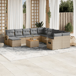 VidaXL Set Divano da Giardino 14 pz con Cuscini Beige Misto Polyrattan