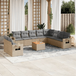 VidaXL Set Divano da Giardino 11 pz con Cuscini Beige Misto Polyrattan