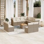 VidaXL Set Divani da Giardino 12 pz con Cuscini Beige in Polyrattan