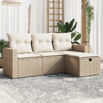 VidaXL Set Divano da Giardino 4 pz con Cuscini Beige in Polyrattan