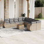 VidaXL Set Divani da Giardino 11 pz con Cuscini Beige in Polyrattan