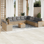 VidaXL Set Divano da Giardino 12 pz con Cuscini Beige Misto Polyrattan