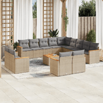 VidaXL Set Divano da Giardino 14 pz con Cuscini Beige Misto Polyrattan