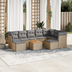 VidaXL Set Divano da Giardino 10 pz con Cuscini Beige Misto Polyrattan