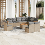 VidaXL Set Divano da Giardino 11 pz con Cuscini Beige Misto Polyrattan