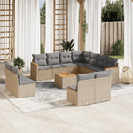 VidaXL Set Divano da Giardino 12 pz con Cuscini Beige Misto Polyrattan