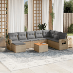 VidaXL Set Divano da Giardino 9 pz con Cuscini Beige in Polyrattan