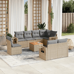 VidaXL Set Divano da Giardino 9 pz con Cuscini Beige in Polyrattan