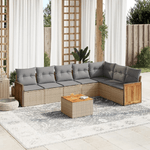 VidaXL Set Divano da Giardino 8 pz con Cuscini Beige in Polyrattan