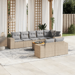 VidaXL Set Divano da Giardino 9 pz con Cuscini Beige in Polyrattan