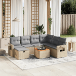 VidaXL Set Divano da Giardino 8 pz con Cuscini Beige Misto Polyrattan