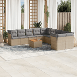 VidaXL Set Divani da Giardino 11 pz con Cuscini Beige in Polyrattan