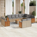 VidaXL Set Divano da Giardino 13 pz con Cuscini Beige in Polyrattan